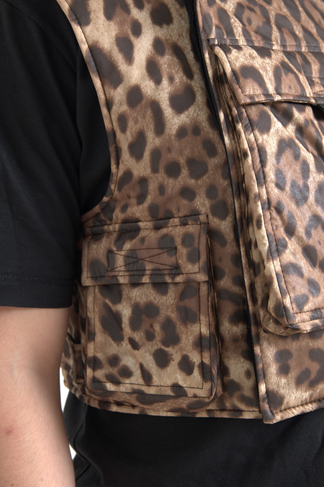Dolce &amp; Gabbana Brown Leopard Silk Sleeveless Sportswear