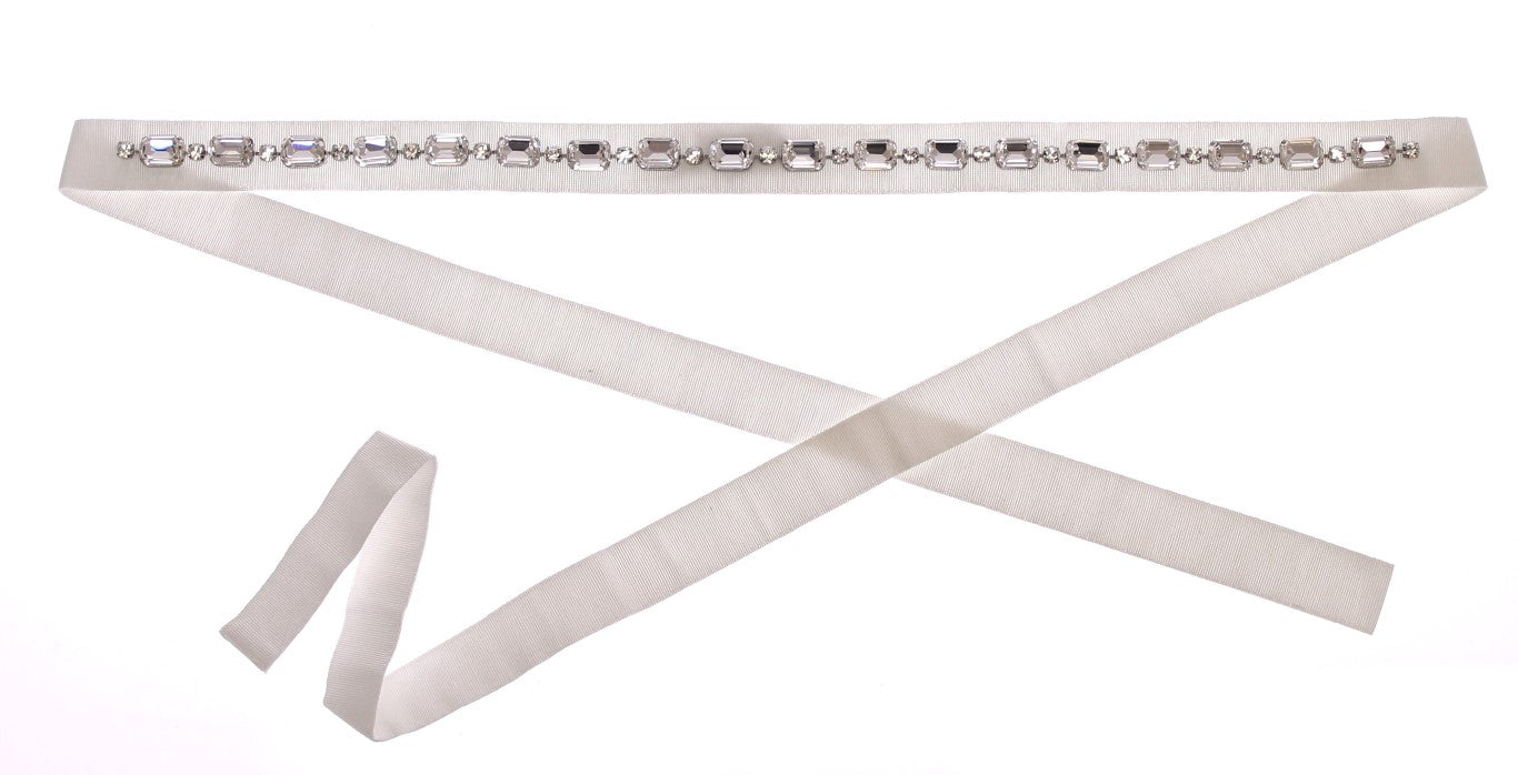 Dolce &amp; Gabbana White Crystal Stones Waist Belt