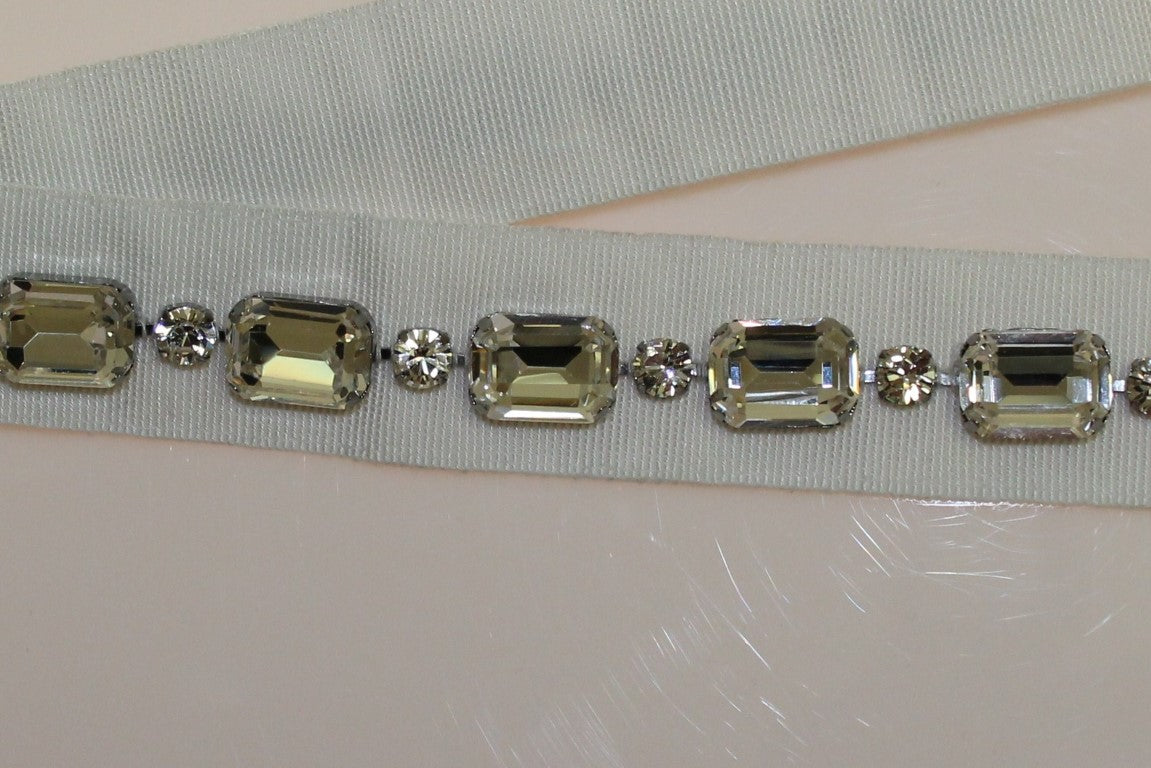 Dolce &amp; Gabbana White Crystal Stones Waist Belt