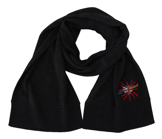 Dolce &amp; Gabbana Eleganter Schal aus schwarzer Wolle