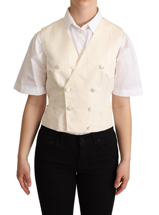 Dolce &amp; Gabbana Beige Silk Sleeveless Waistcoat Vest