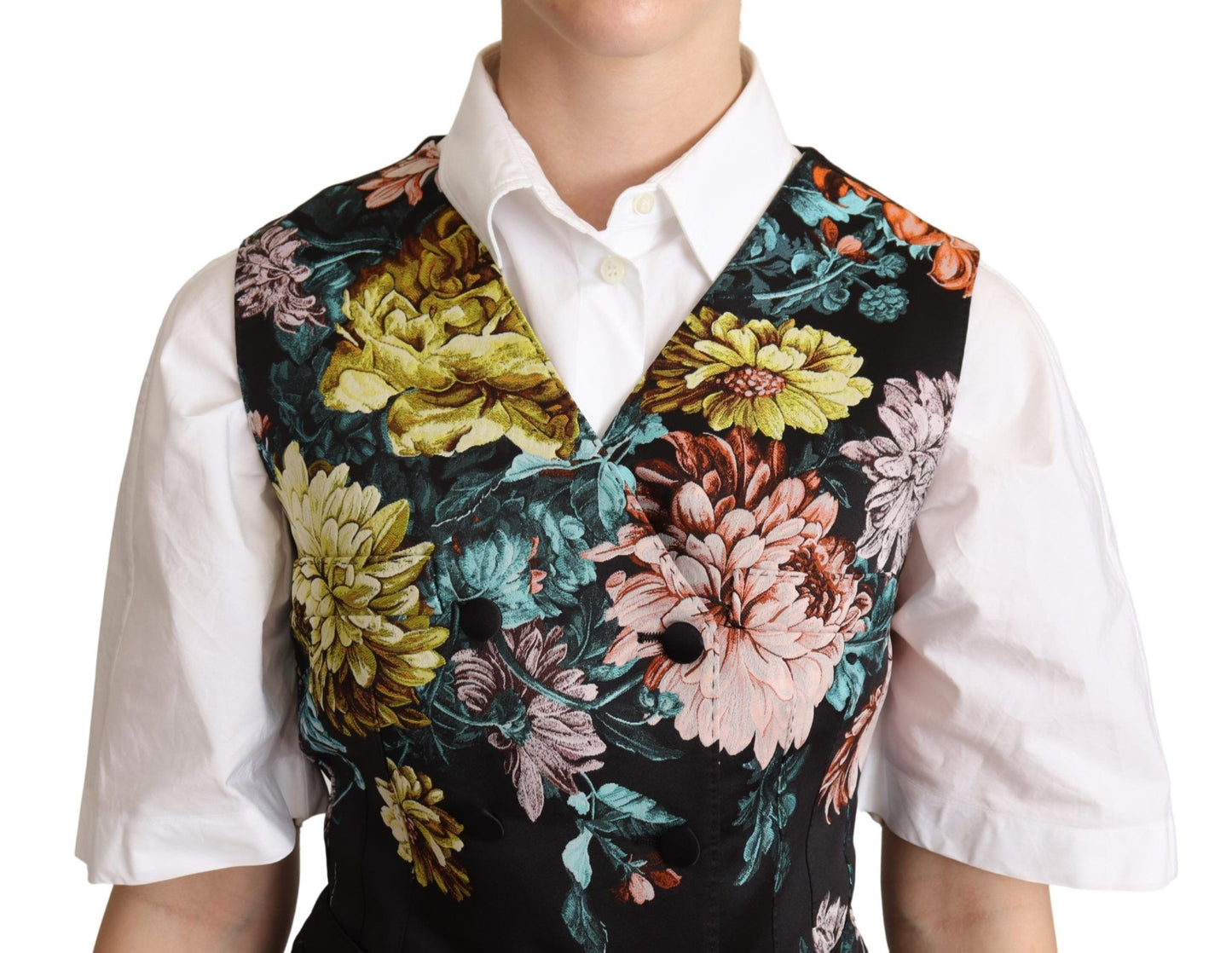 Dolce &amp; Gabbana Black Jacquard Floral Waistcoat Vest