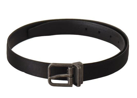 Dolce &amp; Gabbana Black Calfskin Leather Vintage Metal Buckle Belt