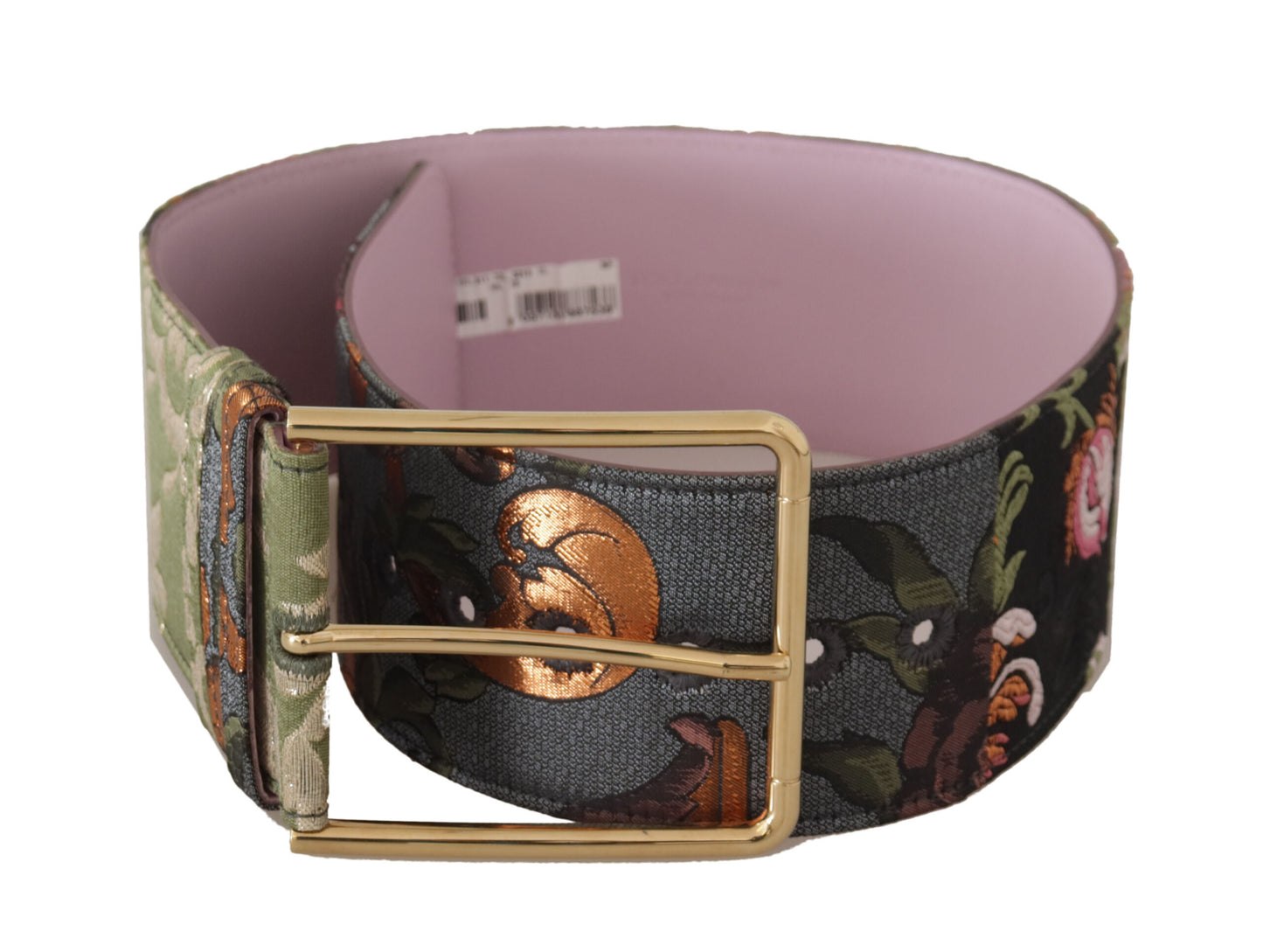 Dolce &amp; Gabbana Multicolor Leather Embroidered Gold Metal Buckle Belt