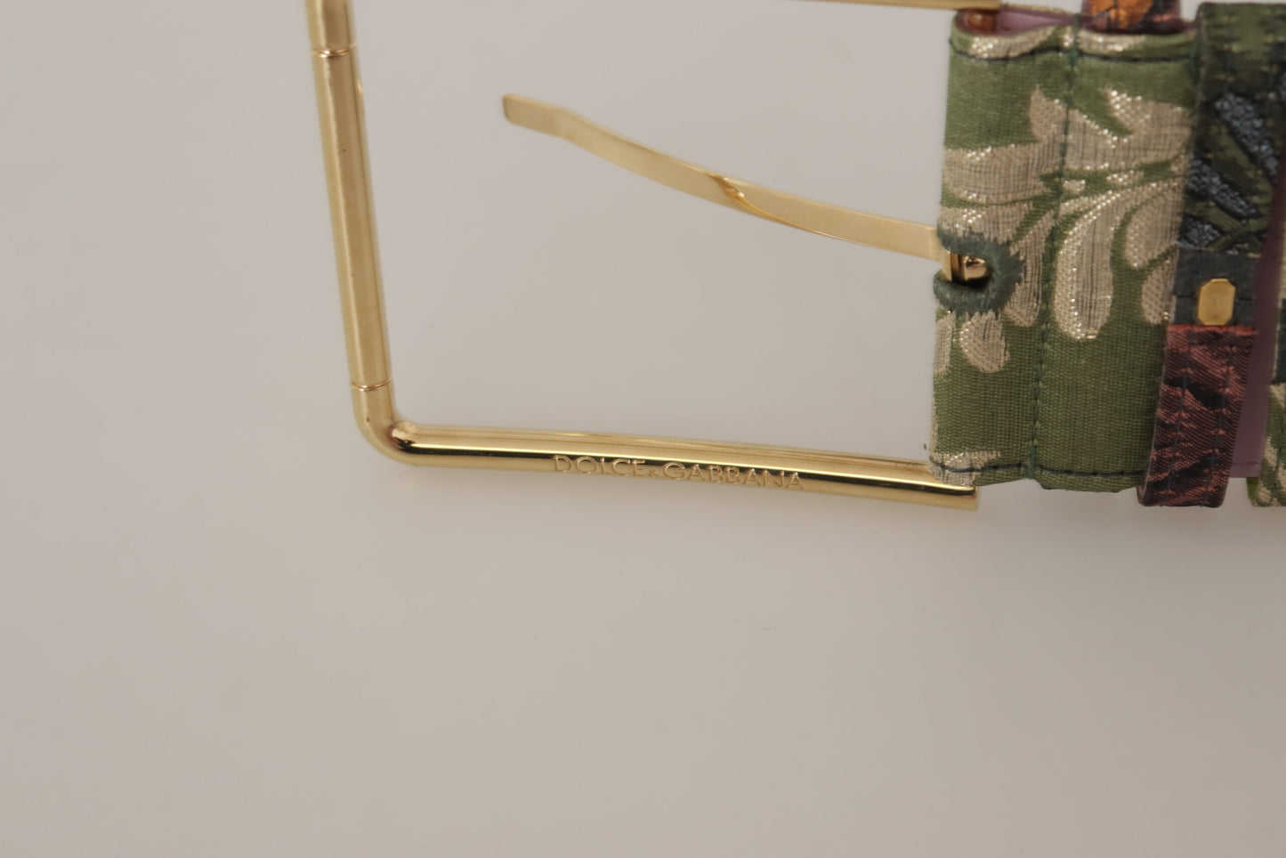 Dolce &amp; Gabbana Multicolor Leather Embroidered Gold Metal Buckle Belt