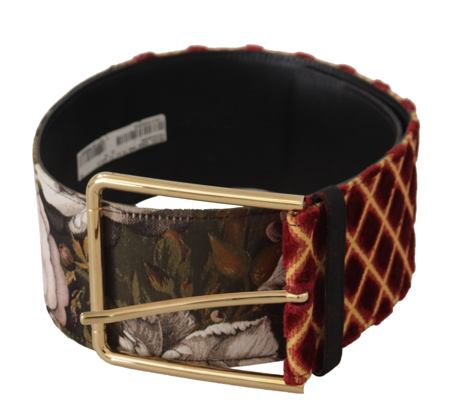 Dolce &amp; Gabbana Multicolor Wide Leather Floral Gold Metal Buckle Belt