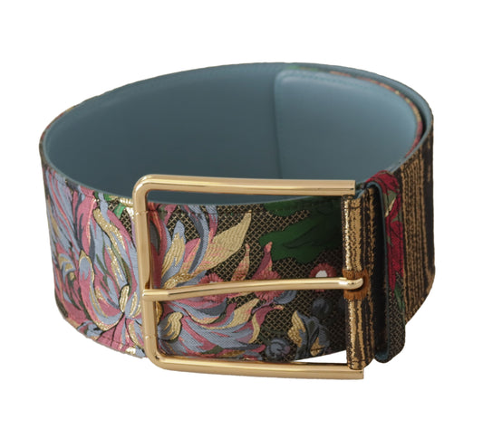 Dolce &amp; Gabbana Multicolor Leather Floral Embroid Logo Buckle Belt