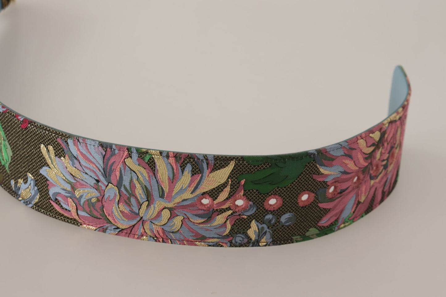 Dolce &amp; Gabbana Multicolor Leather Floral Embroid Logo Buckle Belt