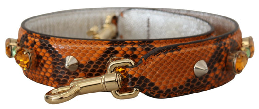 Dolce &amp; Gabbana Orange Crystals Leather Bag Accessory Shoulder Strap