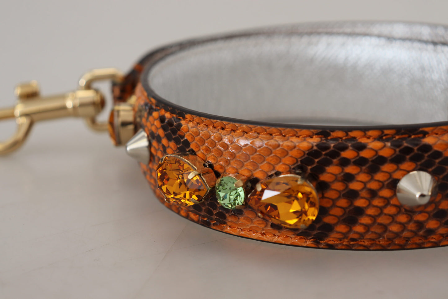 Dolce &amp; Gabbana Schicker Taschenriemen aus orangefarbenem Leder mit goldfarbenen Verschlüssen