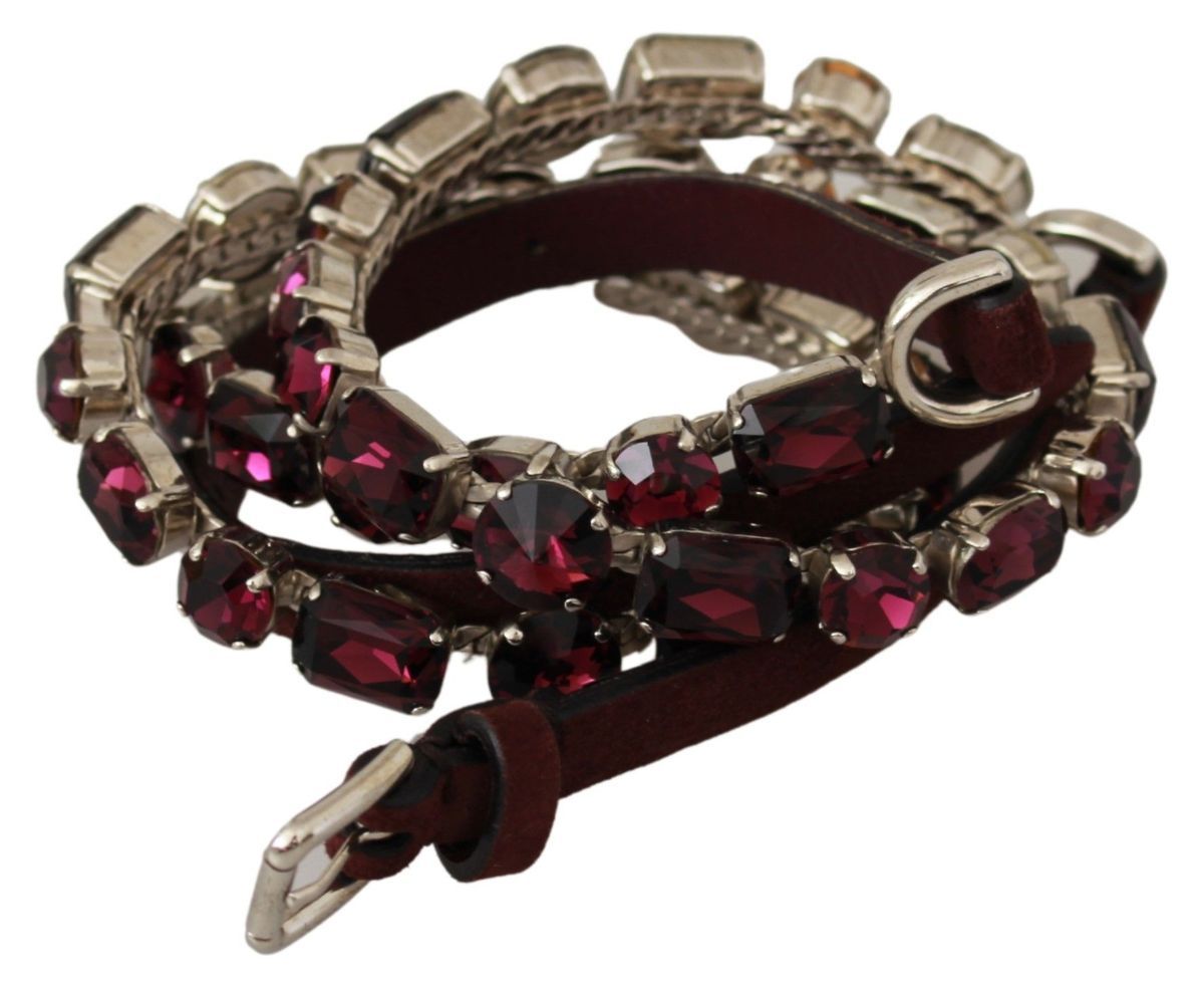 Dolce &amp; Gabbana Kristallverzierter lila Ledergürtel