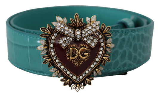 Dolce &amp; Gabbana Eleganter blauer Ledergürtel mit goldener Schnalle