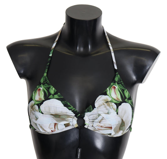 Dolce &amp; Gabbana Multicolor Floral Print Halter Swimwear Bikini Top