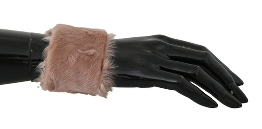 Dolce &amp; Gabbana Beige Cuff Women 100% Lamb Fur Bracelet