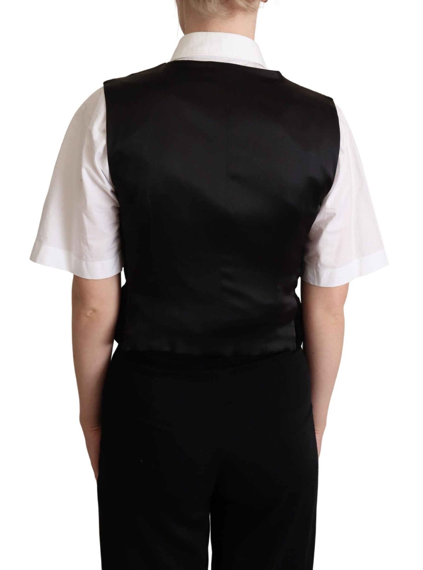 Dolce &amp; Gabbana Black Velvet Sleeveless Waistcoat Vest
