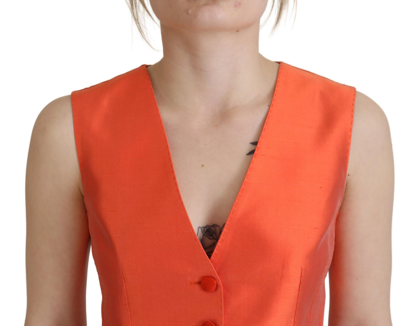 Dolce &amp; Gabbana Elegante orangefarbene Seidenweste
