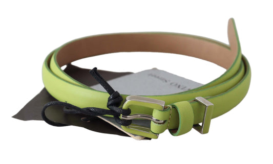 Scervino Street Klassischer grüner Ledergürtel mit silberfarbener Hardware
