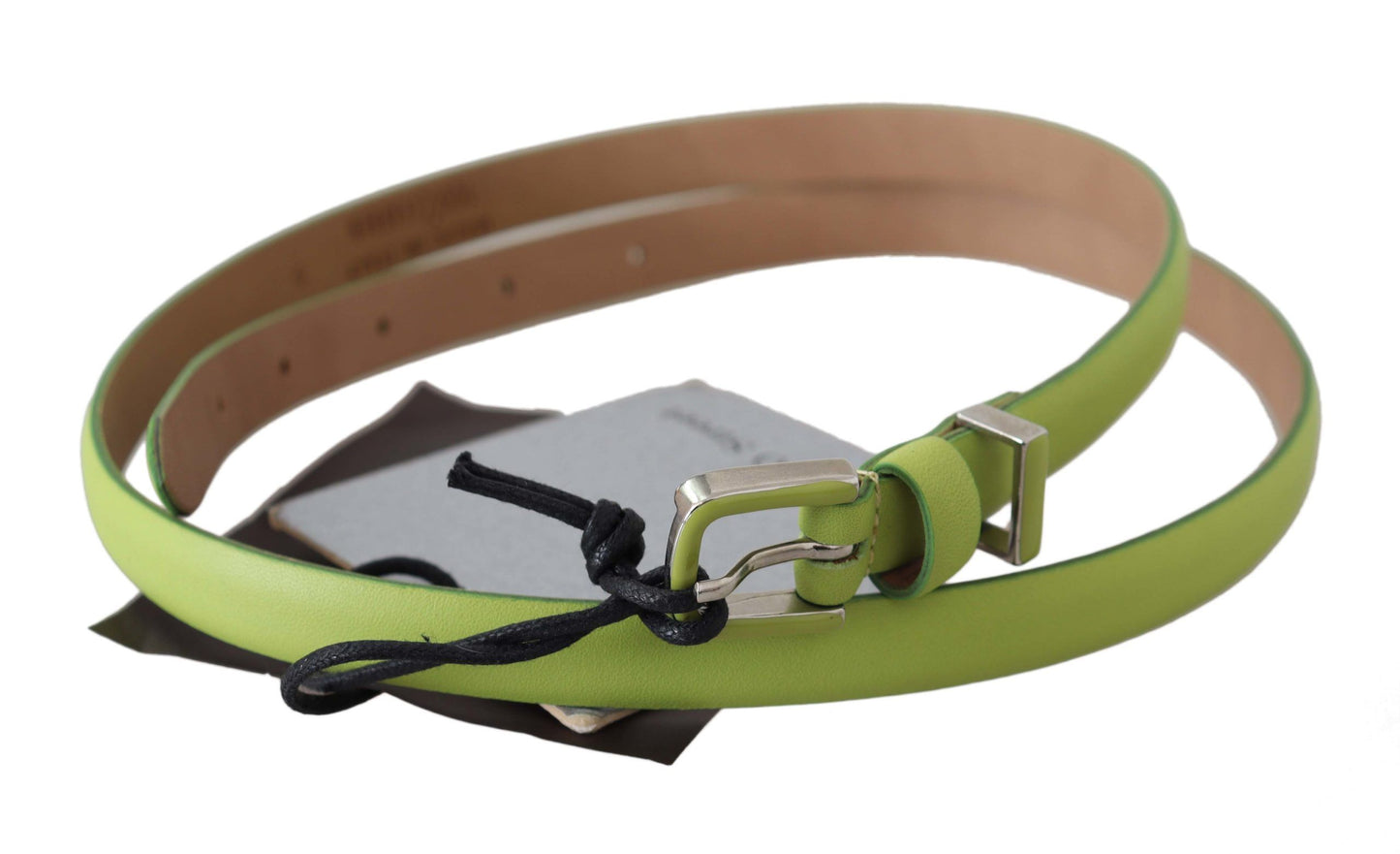 Scervino Street Klassischer grüner Ledergürtel mit silberfarbener Hardware