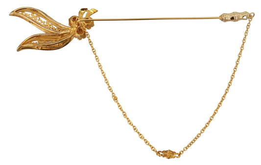 Dolce &amp; Gabbana Elegante Brosche aus goldfarbenem Silber