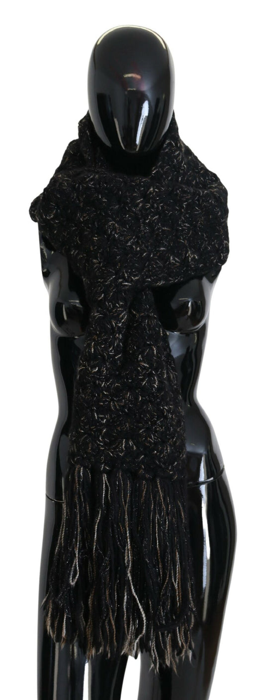 Dolce &amp; Gabbana Eleganter schwarzer Schal aus Schurwollmischung