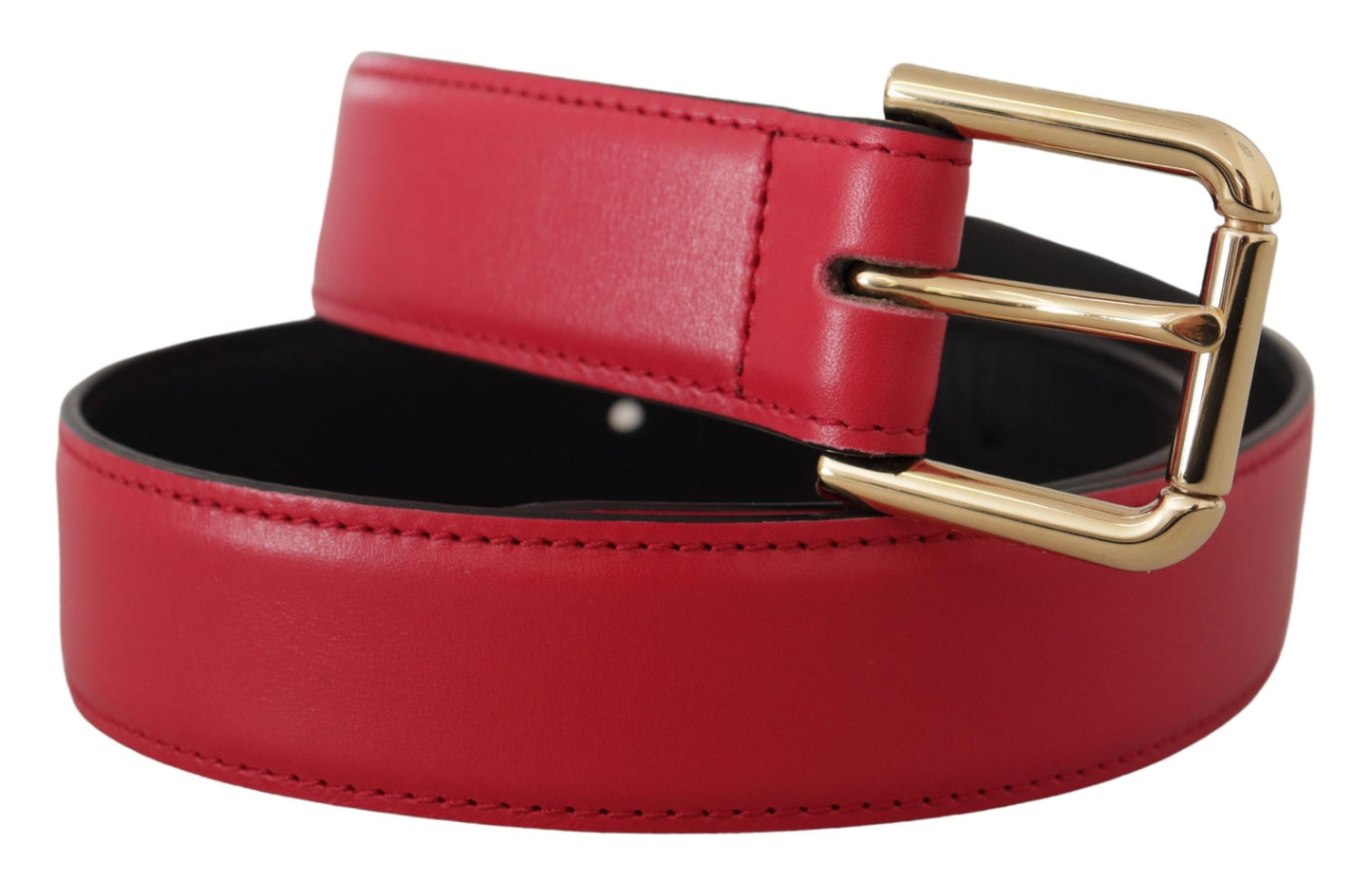 Dolce &amp; Gabbana Eleganter roter Ledergürtel mit goldfarbener Schnalle