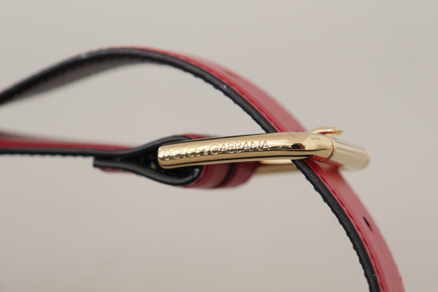 Dolce & Gabbana Elegant Red Leather Belt with Gold-Tone Buckle
