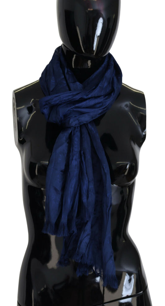 Eleganter Schal von Costume National mit Fransen aus Seide in schickem Blau