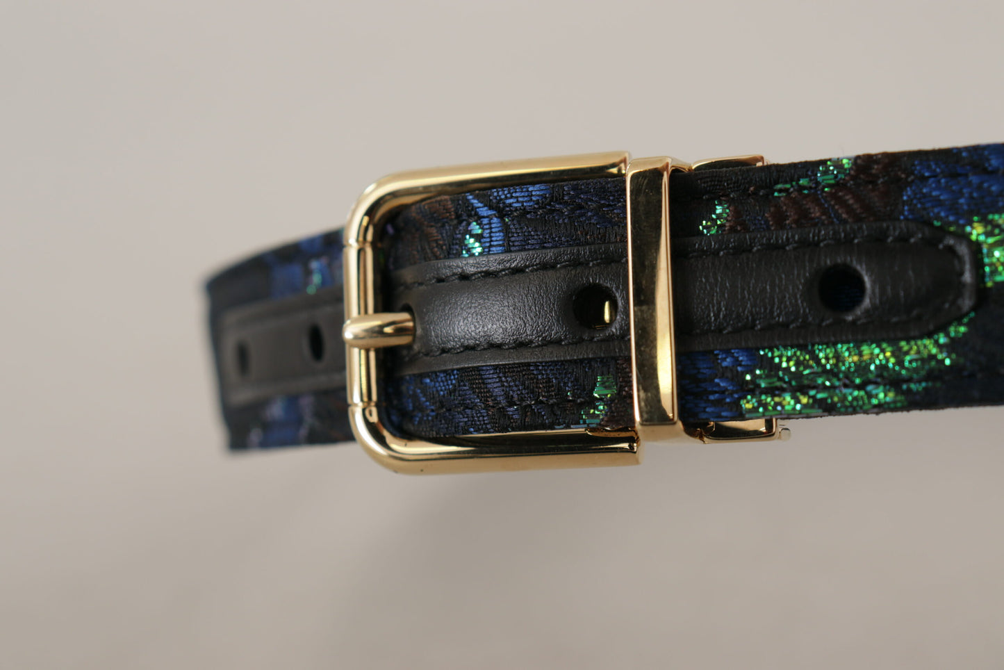 Dolce &amp; Gabbana Multicolor Floral Jacquard Gold Metal Buckle Belt