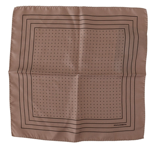 Dolce &amp; Gabbana Brown Dotted Silk Square Handkerchief