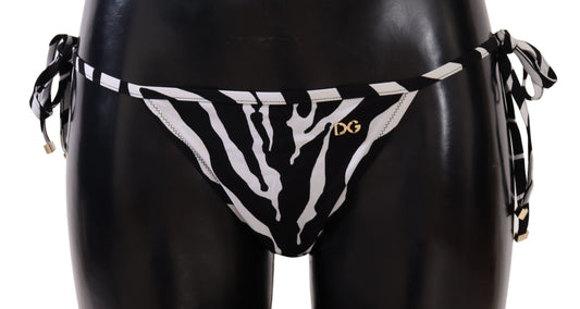 Dolce &amp; Gabbana Black White Zebra Swimsuit Bikini Bottom Swimwear