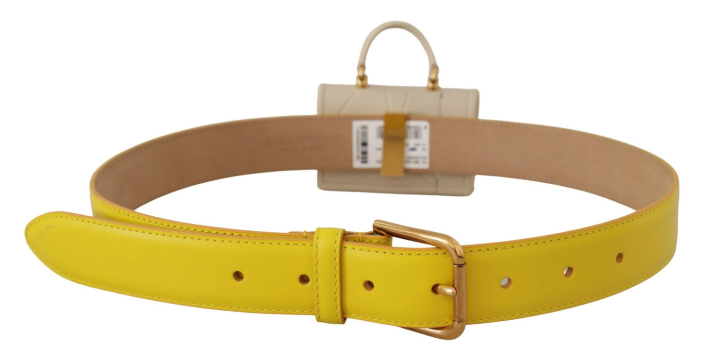 Dolce &amp; Gabbana Yellow Leather Devotion Heart Micro Bag Headphones Belt