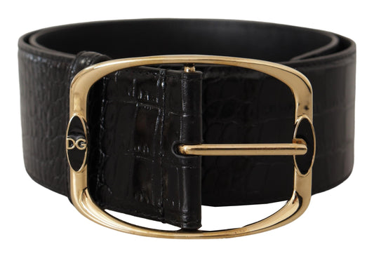 Dolce &amp; Gabbana Eleganter Logo-Gürtel aus schwarzem Leder