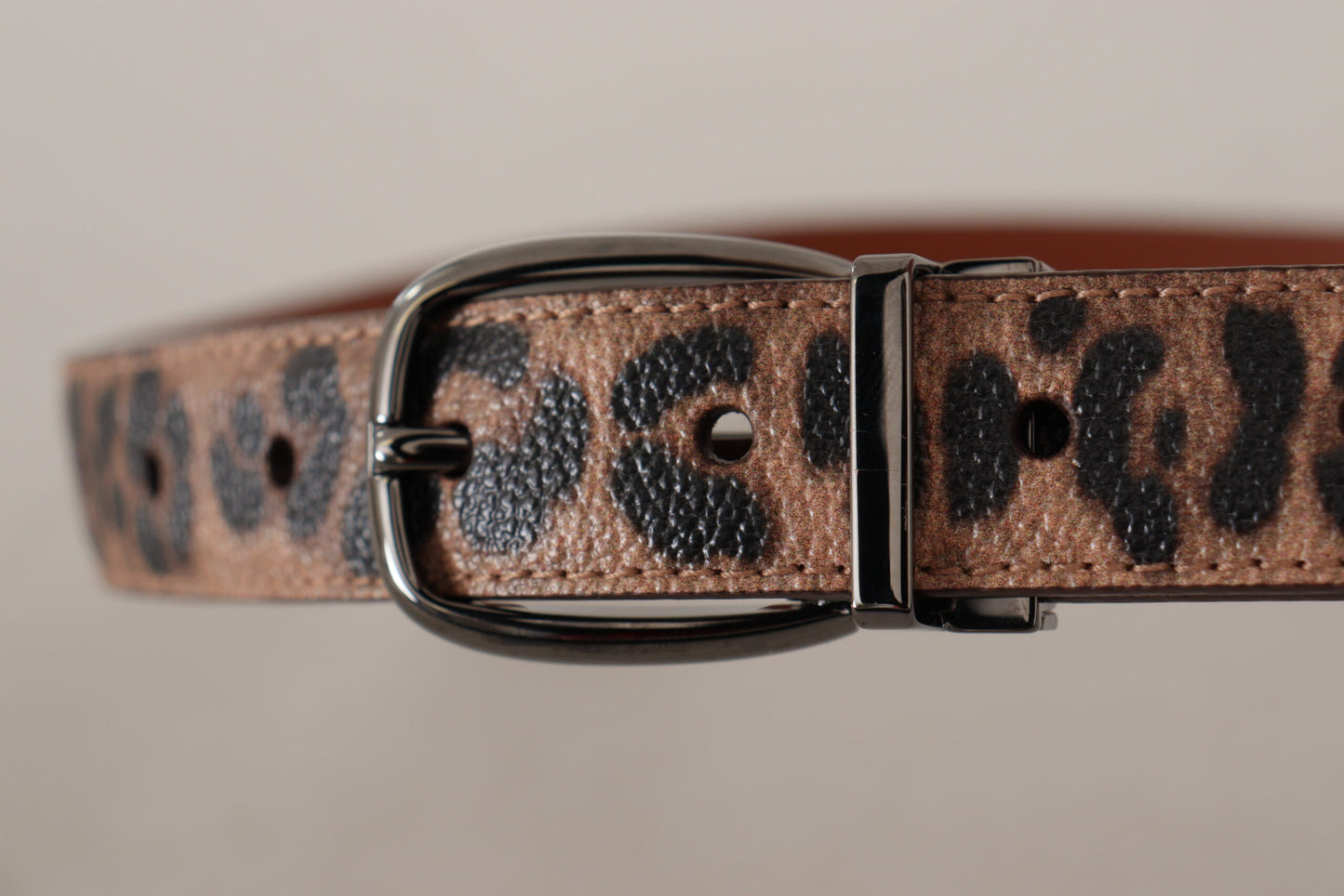 Dolce &amp; Gabbana Brown Leopard Embossed Leather Buckle Belt