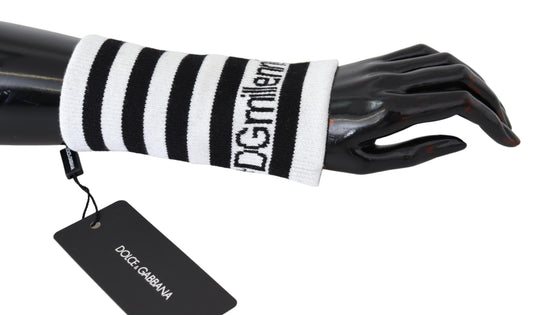 Dolce &amp; Gabbana Black White Wool DGMillennials Wristband Wrap