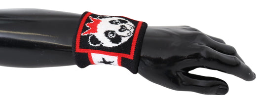 Dolce &amp; Gabbana Multicolor Wool Knit Panda Men Wristband Wrap