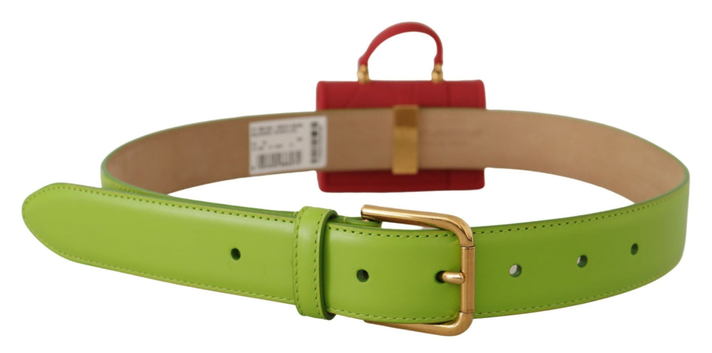 Dolce &amp; Gabbana green leather devotion heart micro bag headphones belt