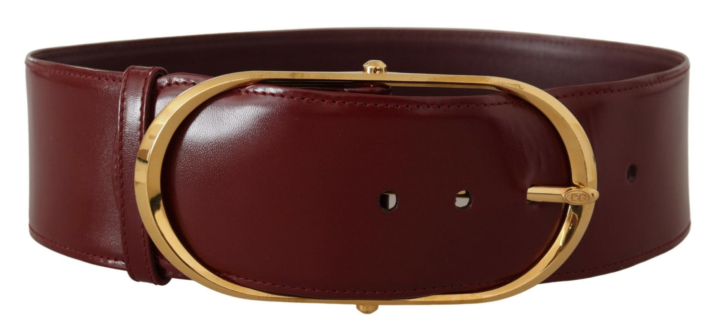 Dolce & Gabbana Engraved Logo Maroon Leather Belt
