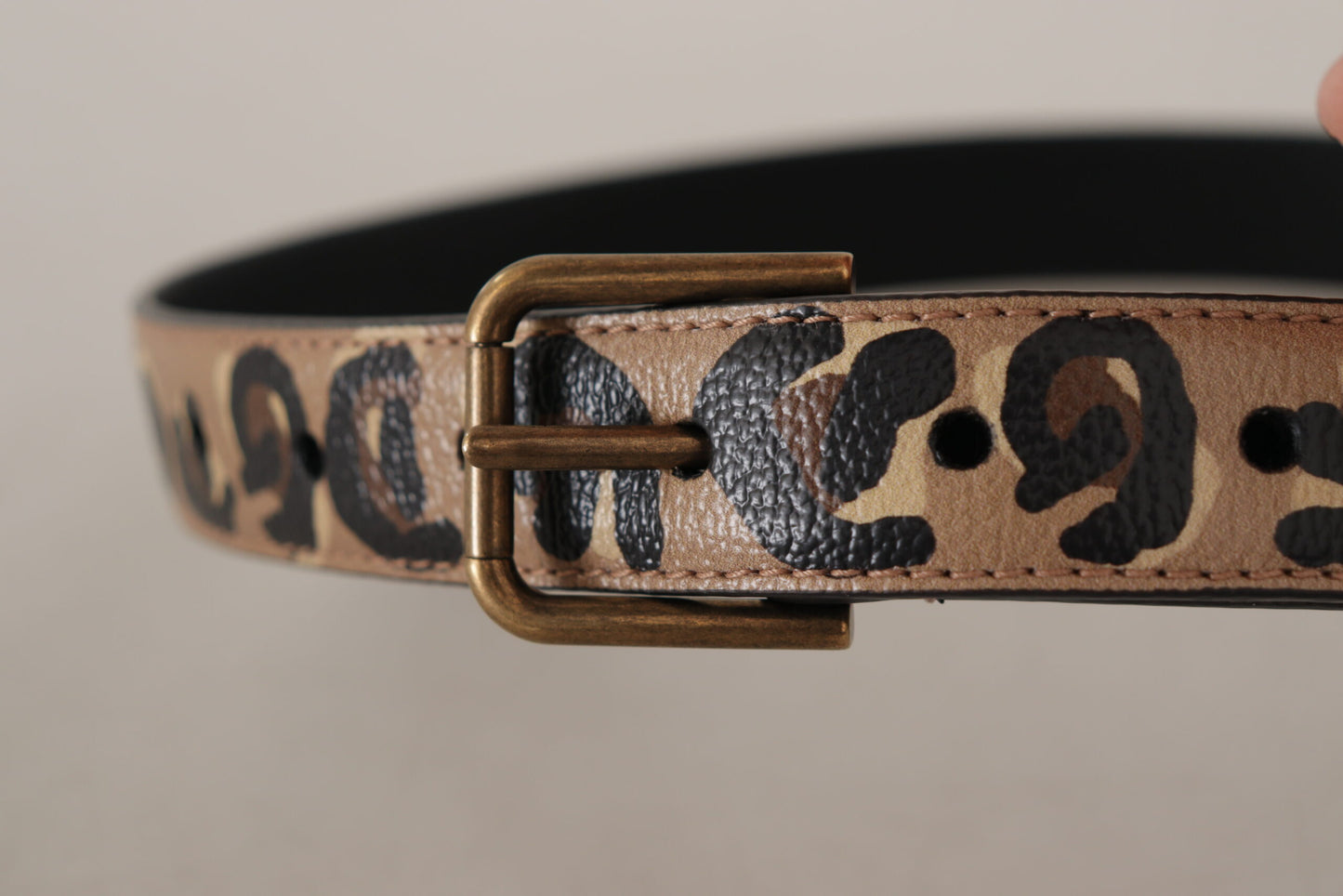 Dolce &amp; Gabbana Brown Leopard Print Vintage Metal Waist Buckle Belt