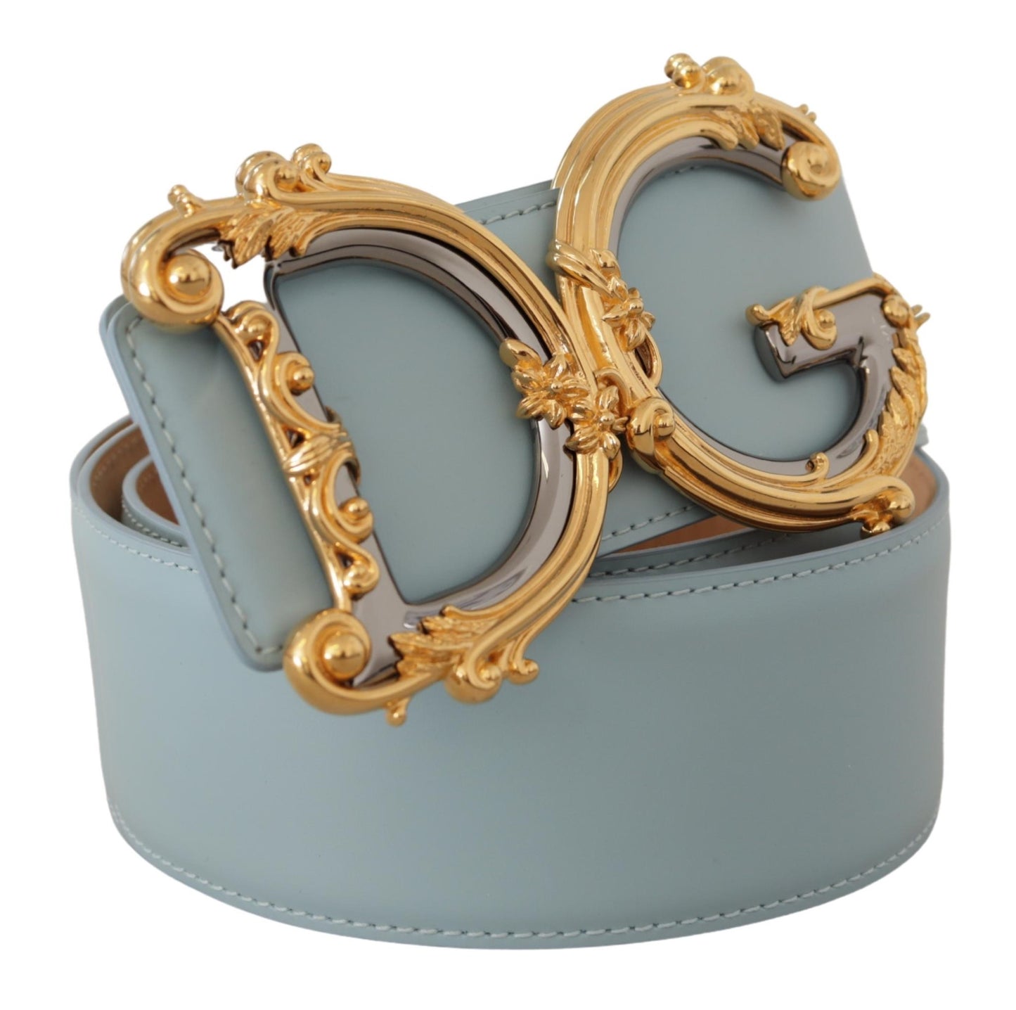 Dolce &amp; Gabbana Eleganter blauer Ledergürtel mit Logo-Schnalle