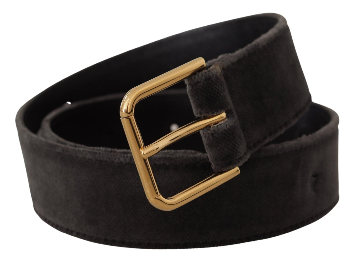 Dolce &amp; Gabbana Brown Velvet Gold Tone Logo Metal Waist Buckle Belt