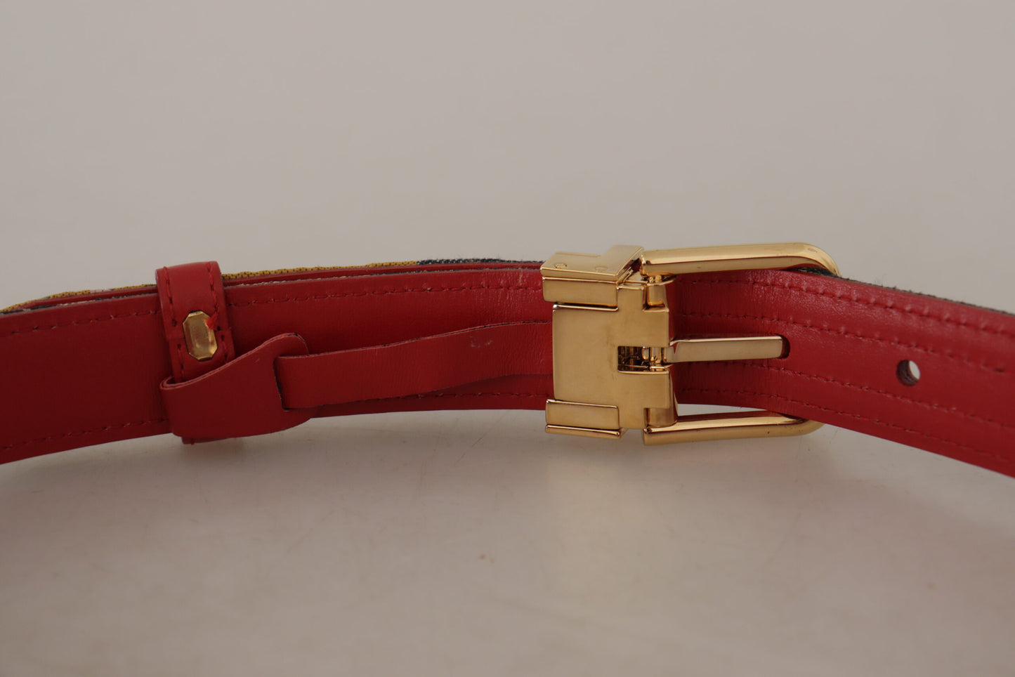 Mehrfarbiger Dolce &amp; Gabbana Chic-Ledergürtel mit gravierter Schnalle