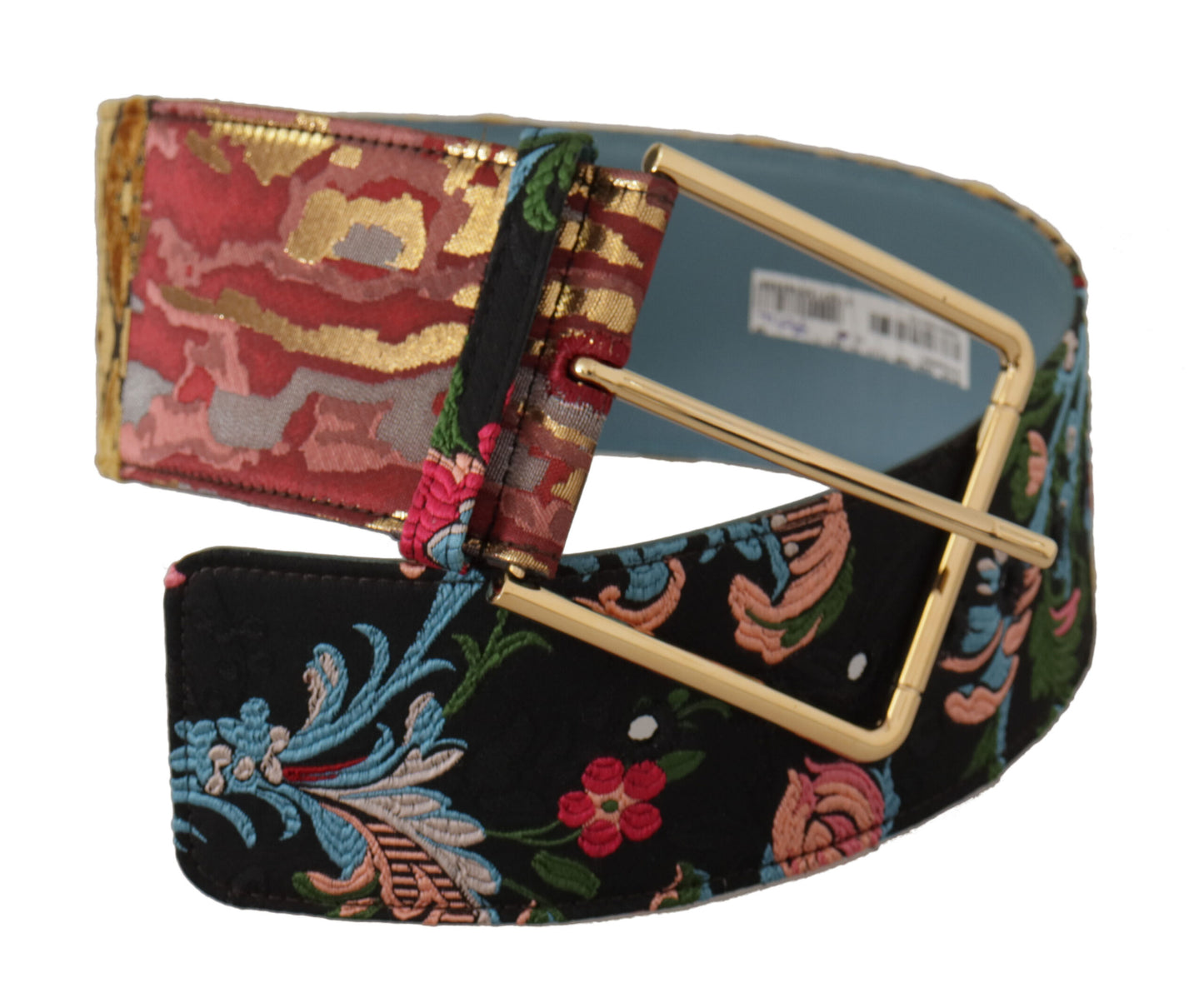 Dolce &amp; Gabbana Multicolor Embroidered Leather Gold Metal Buckle Belt
