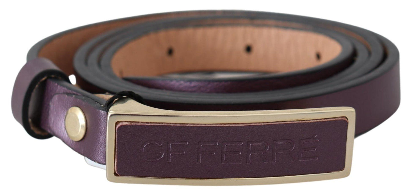 GF Ferre Elegant Maroon Leather Belt with Gold-Tone Buckle