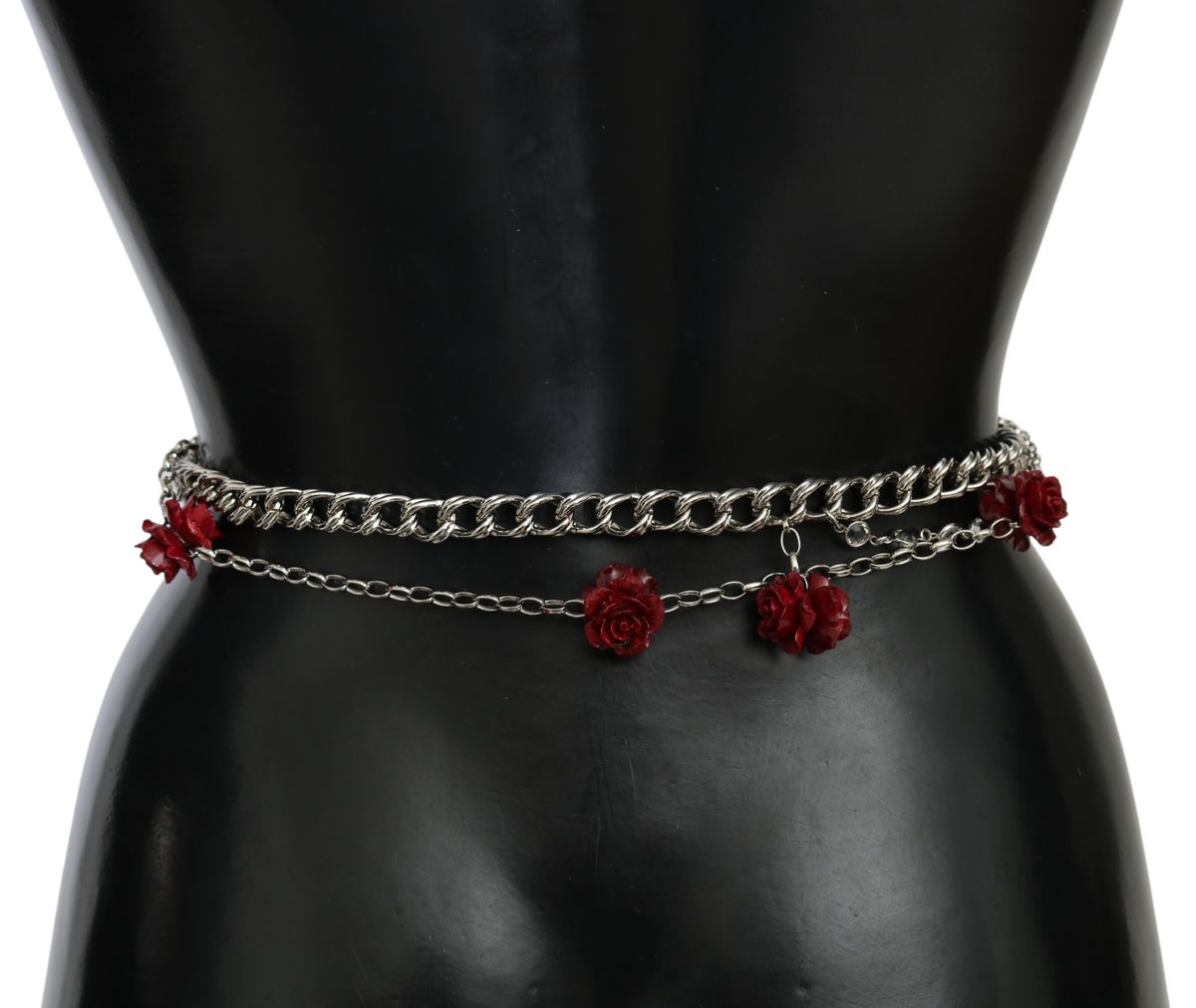 Dolce &amp; Gabbana Eleganter Blumen-Rose-Taillengürtel in leuchtendem Rot