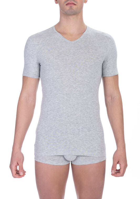 Bikkembergs elegantes T-Shirt aus Baumwollmischung mit V-Ausschnitt