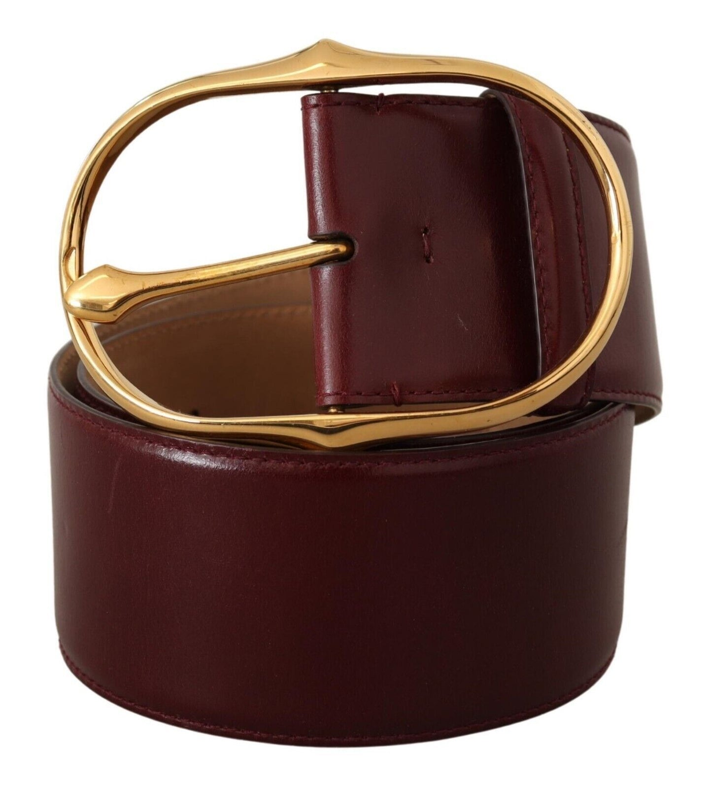 Dolce &amp; Gabbana Dark Brown Leather Gold Metal Buckle Belt