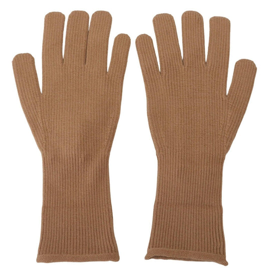 Dolce &amp; Gabbana Beige Cashmere Knitted Hands Mitten Mens Gloves