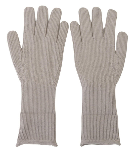 Dolce &amp; Gabbana Light Gray Cashmere Hands Mitten Mens Gloves