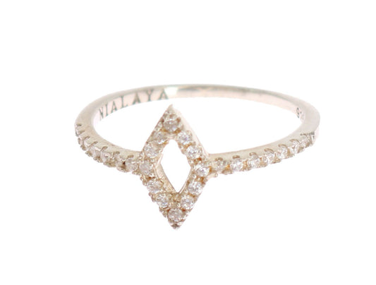 Nialaya Eleganter, mit CZ-Kristallen besetzter Ring aus Silber