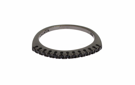 Nialaya Eleganter Ring aus Sterlingsilber mit schwarzem Kristall
